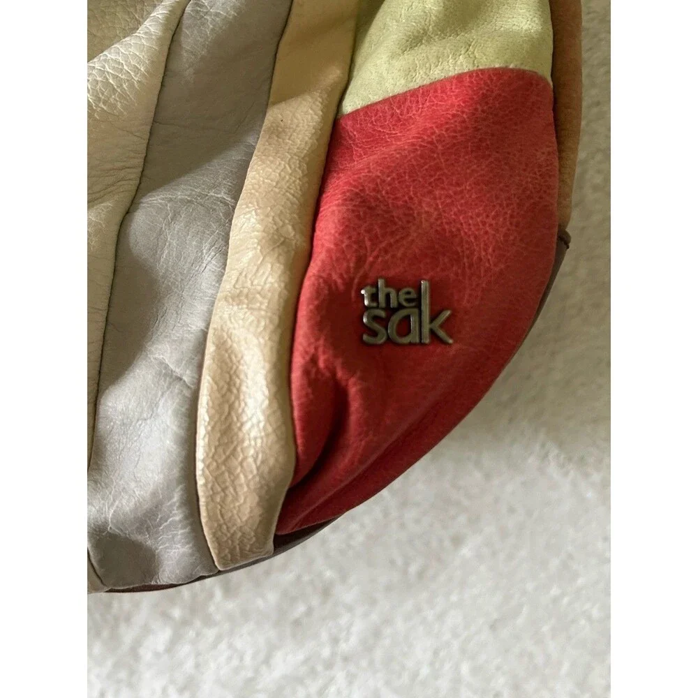 THE SAK Patchwork Multicolor Leather Hobo Crossbody Shoulder Purse Boho Hippie